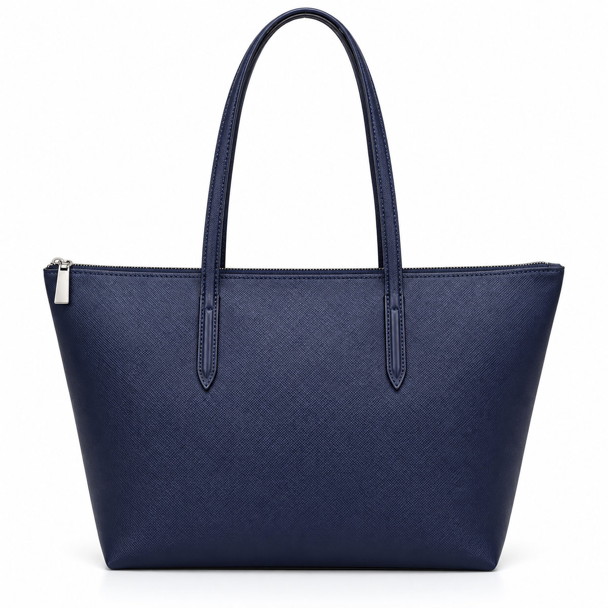 Navy Leather And Canvas Tote Bag-4