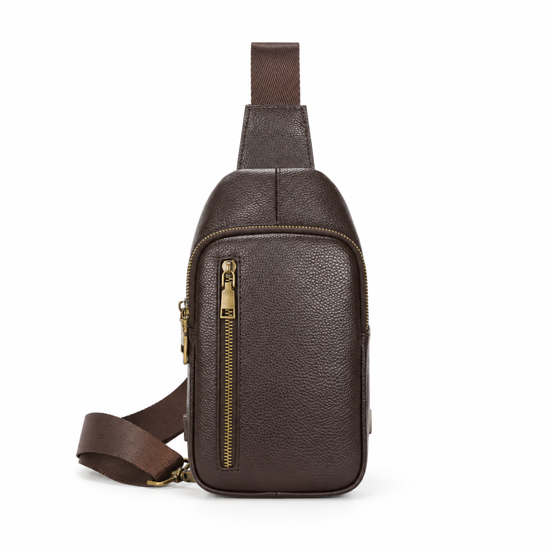 Classic Brown Textured Crossbody Sling Bag-4