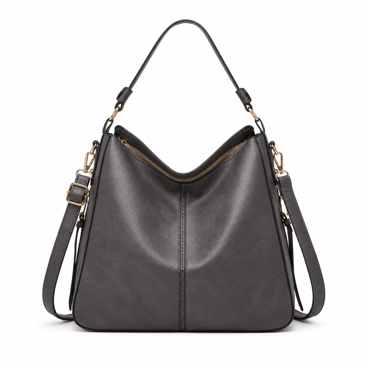 Charcoal Grey Hobo Shoulder Crossbody Bag-2