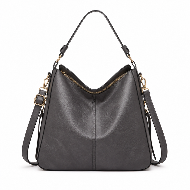 Charcoal Grey Hobo Shoulder Crossbody Bag-2