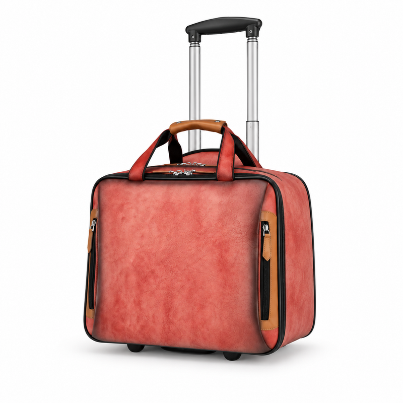 Coral Textured Rolling Travel Tote Bag-2