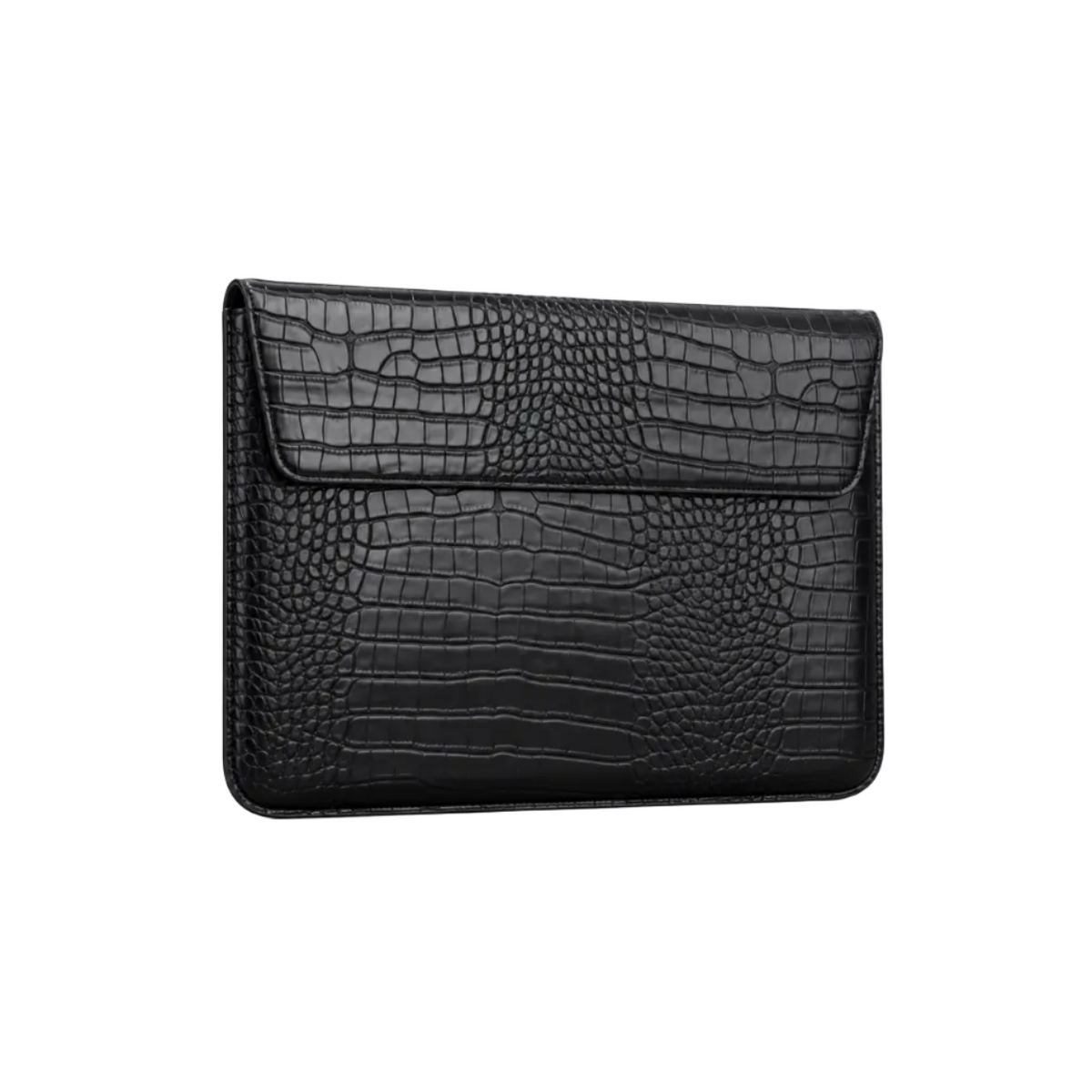 Black Crocodile Embossed Leather Laptop Bag-1