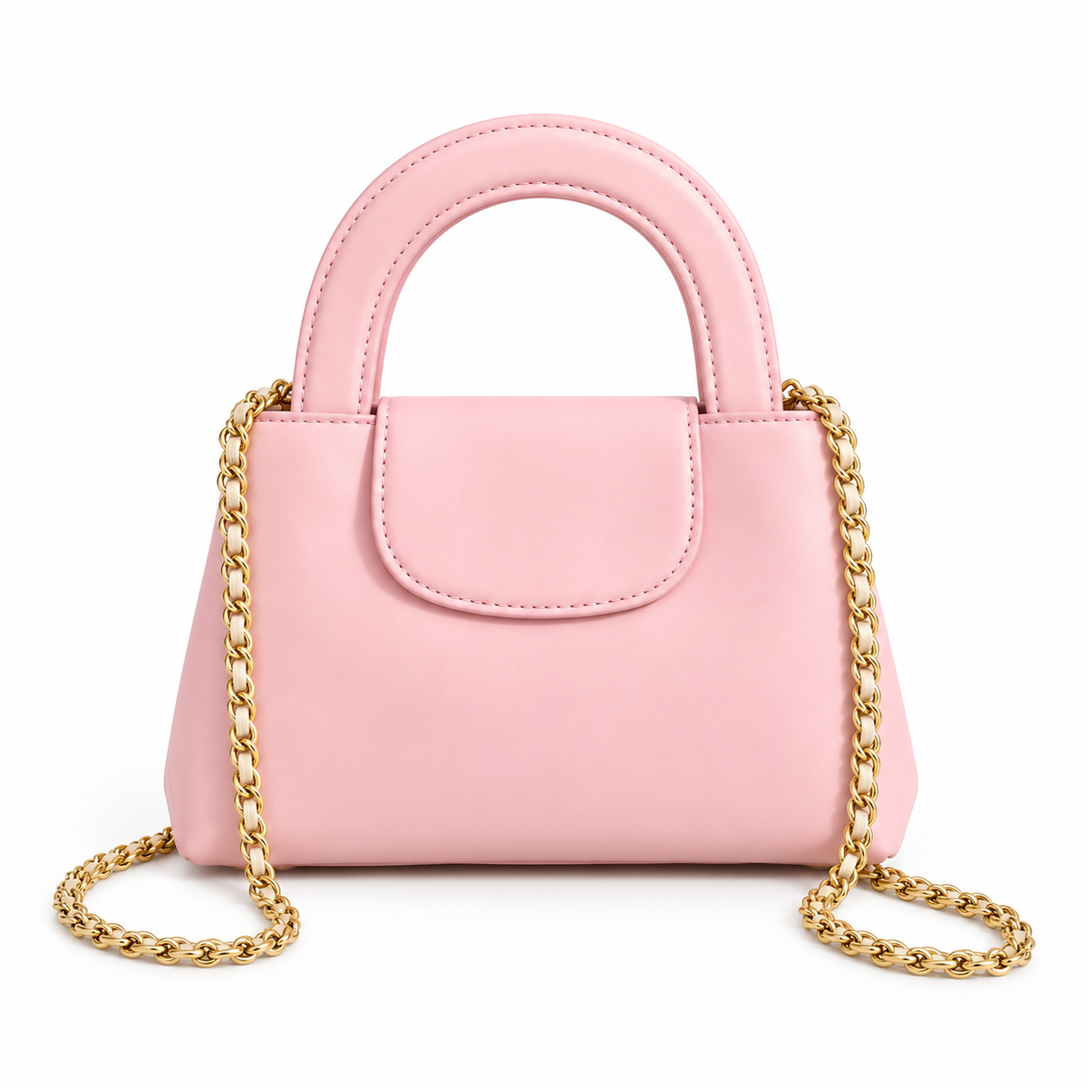 Elegant Pink Vegan Leather Chain Handbag-4