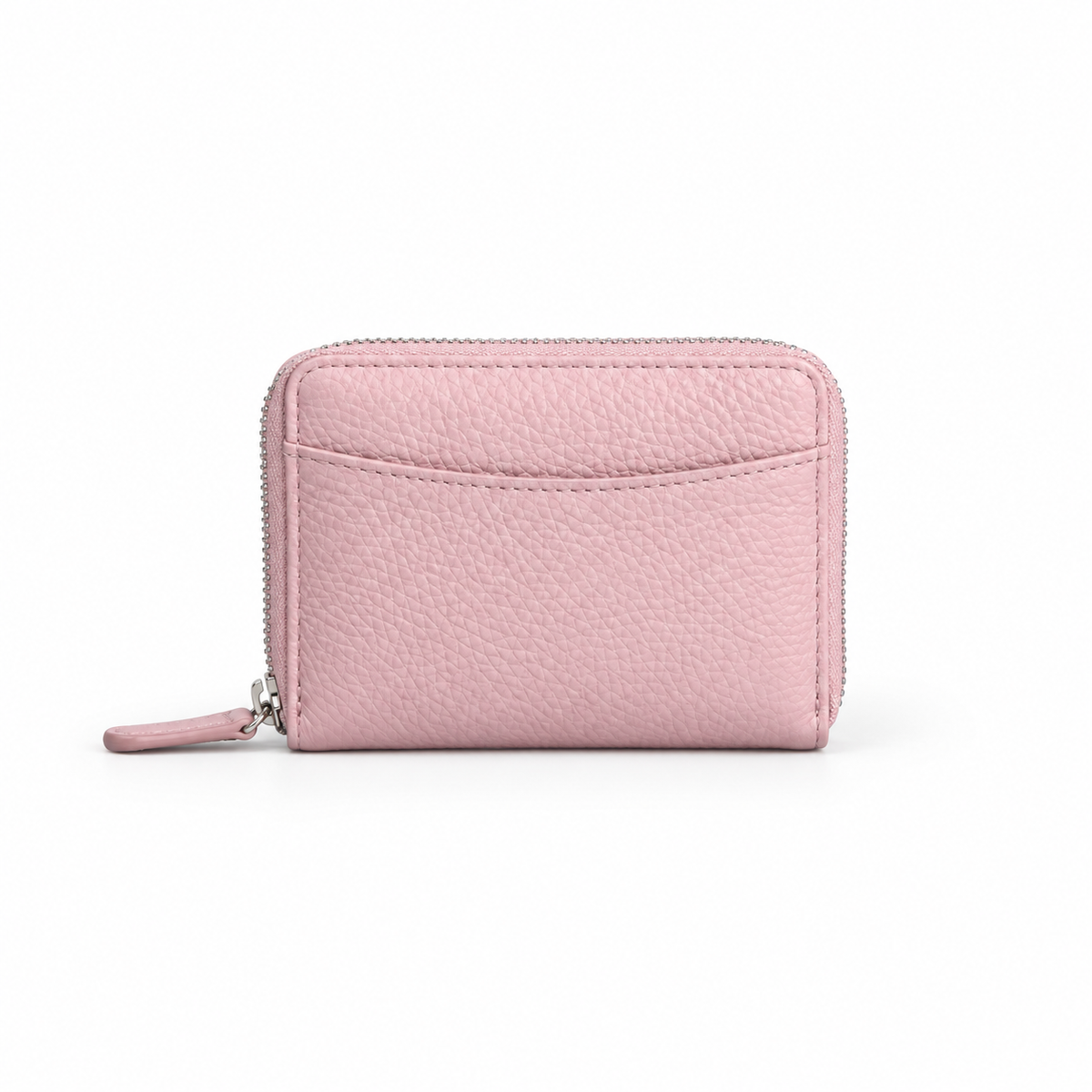 Pink Pebbled Leather Zip-Around Compact Wallet-4