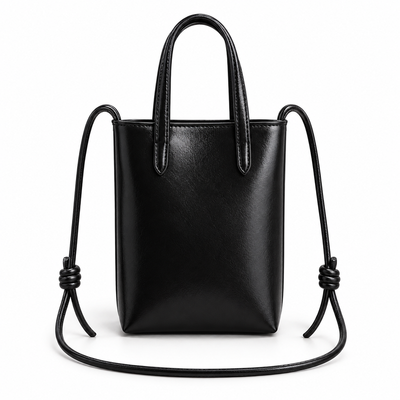 Elegant Black Mini Crossbody Tote Bag-2