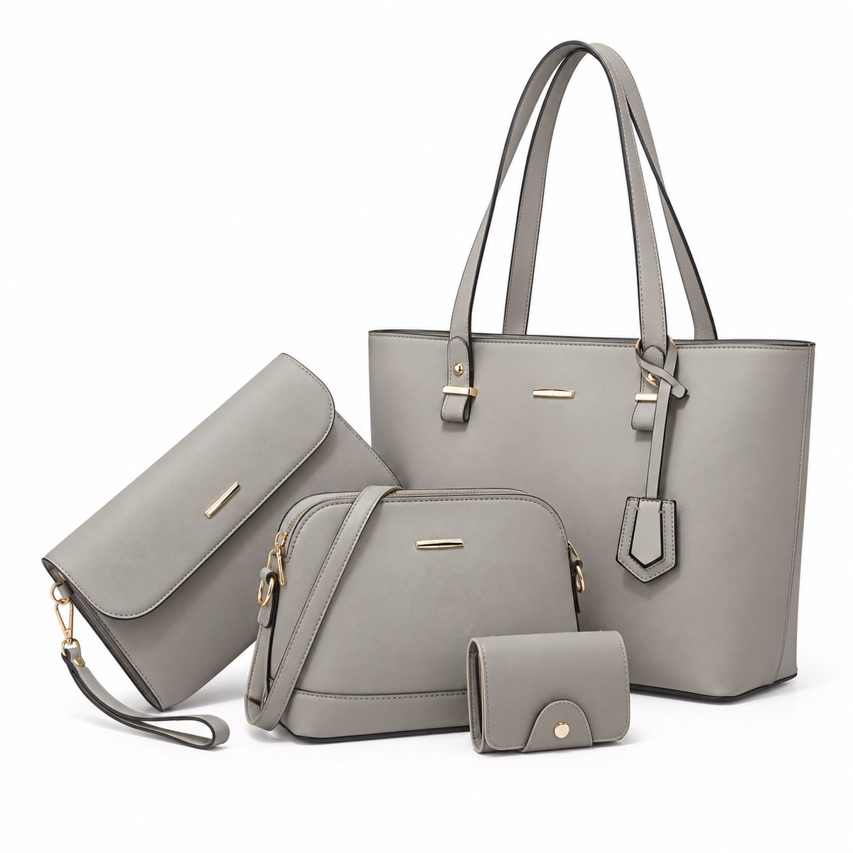 Elegant Grey Four Piece Handbag Set-3