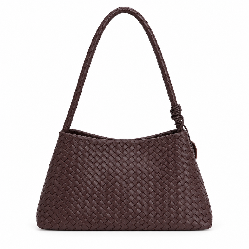 Chocolate Brown Woven Shoulder Bag Set-2