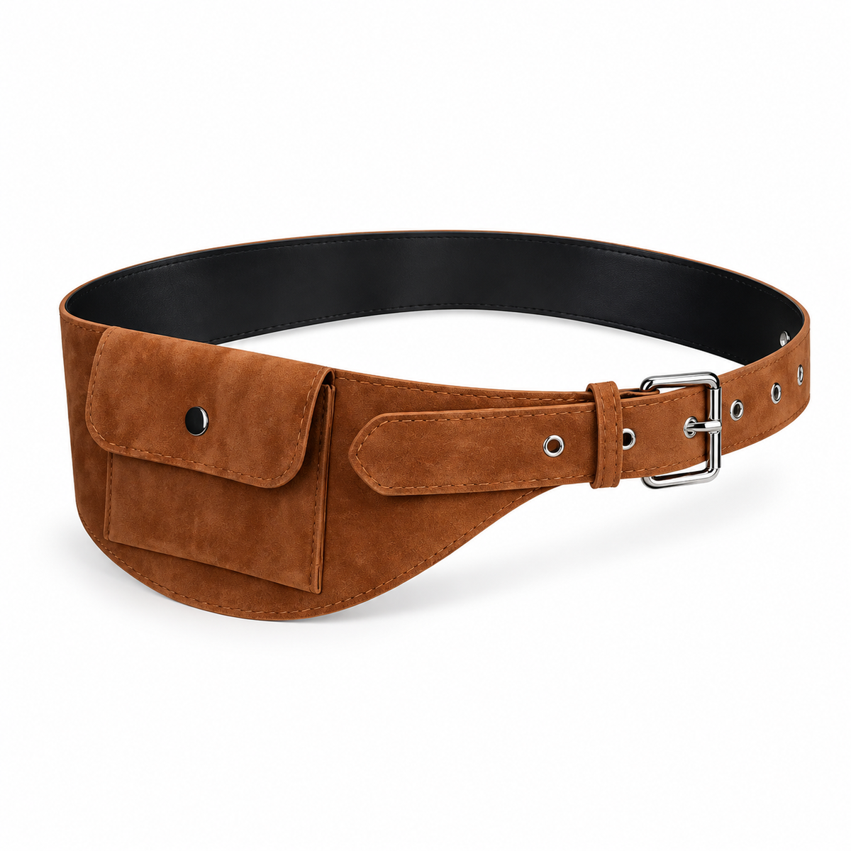 Brown Adjustable Waist Belt Pouch Bag-4