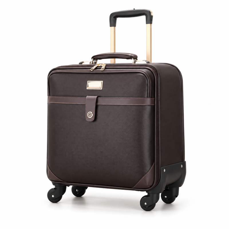 Brown Business Trolley Bag With Wheels-4