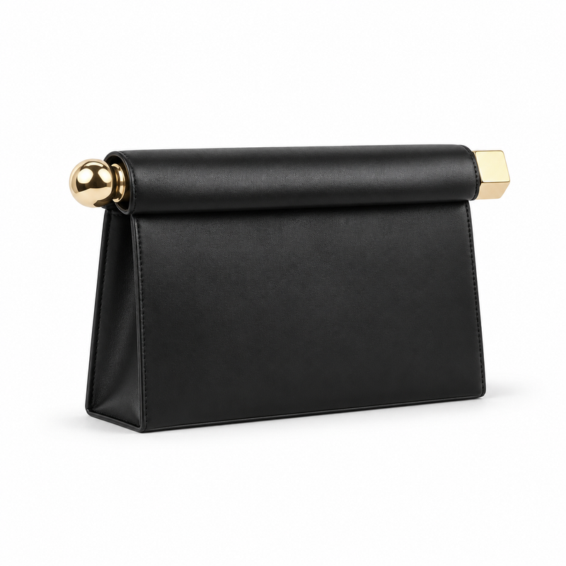 Elegant Black Leather Evening Clutch Bag-1