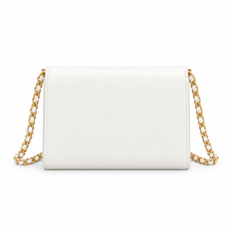 Elegant White Chain Bow Crossbody Bag-2