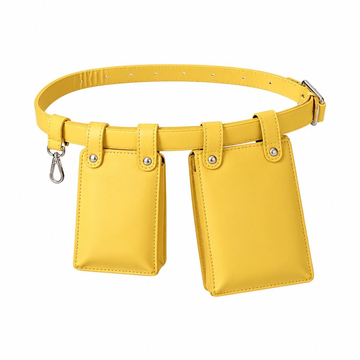 Yellow Adjustable Belt With Dual Pouches-4