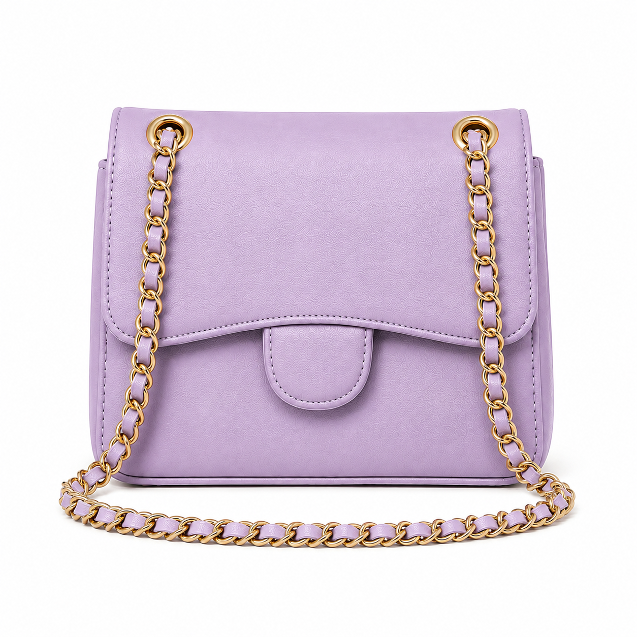 Lavender Textured Chain Strap Shoulder Bag-1