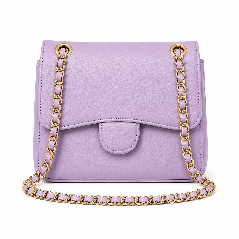 Lavender Textured Chain Strap Shoulder Bag-1