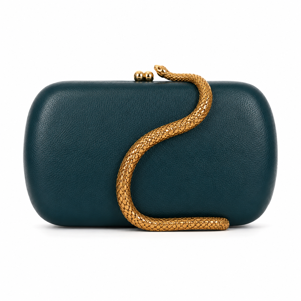 Luxury Teal Snake-Handle Evening Clutch Bag-1