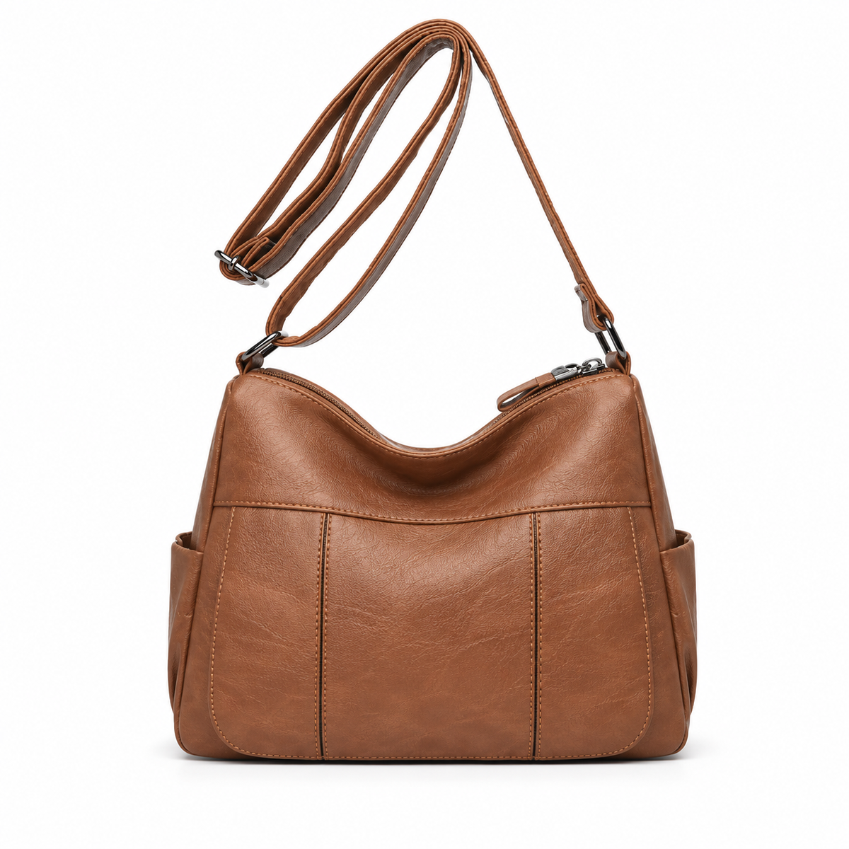 Brown Multi Pocket Adjustable Crossbody Bag-2