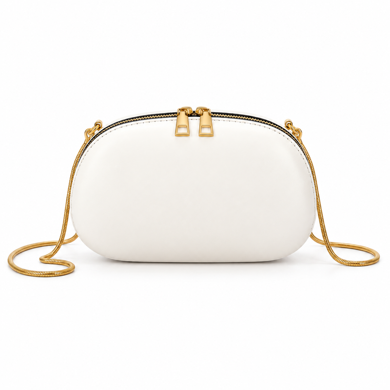 Ivory Gold Sculptural Chain Evening Bag-3