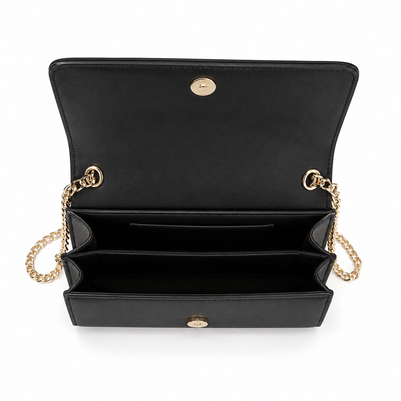 Black Elegant Chain Bow Crossbody Bag-4
