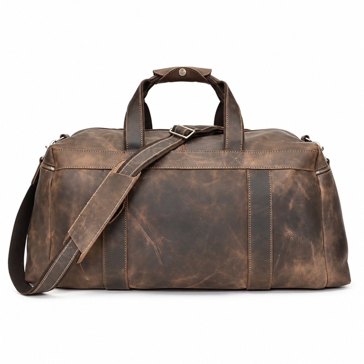 Vintage Coffee Brown Overnight Duffel Bag-2