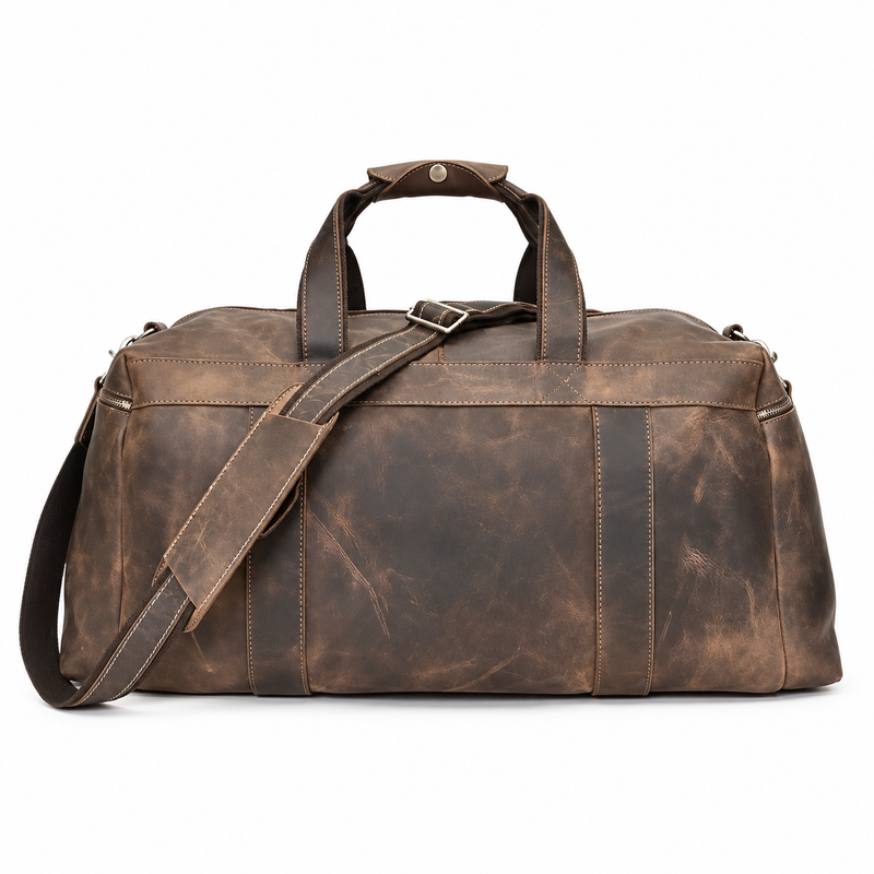 Vintage Coffee Brown Overnight Duffel Bag-2