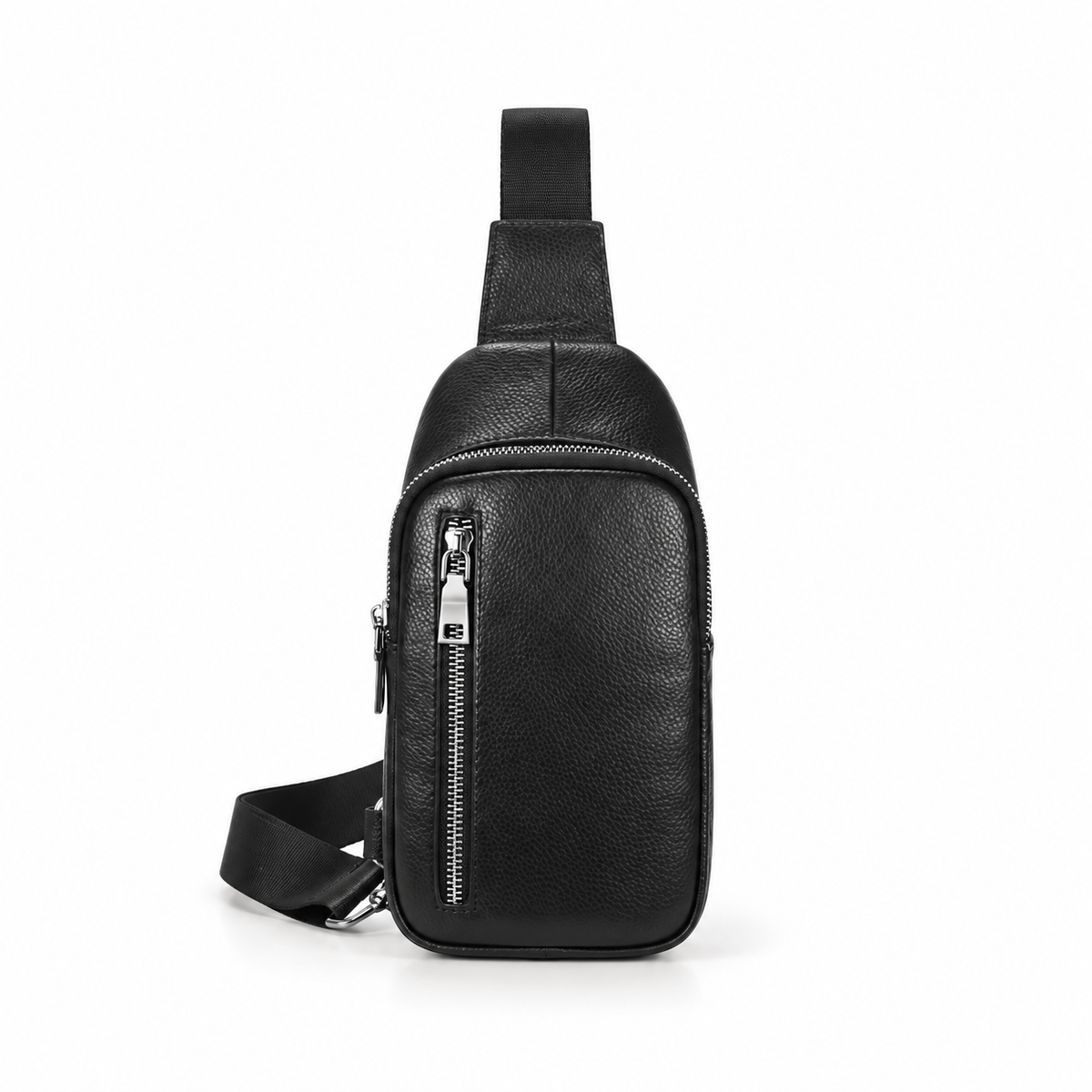 Classic Black Textured Crossbody Sling Bag-4
