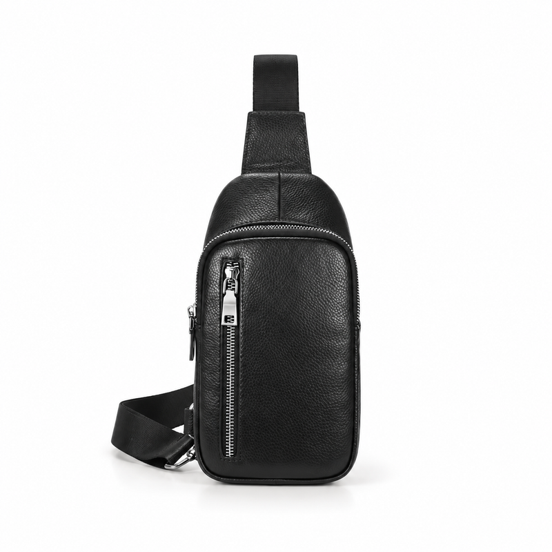Classic Black Textured Crossbody Sling Bag-4