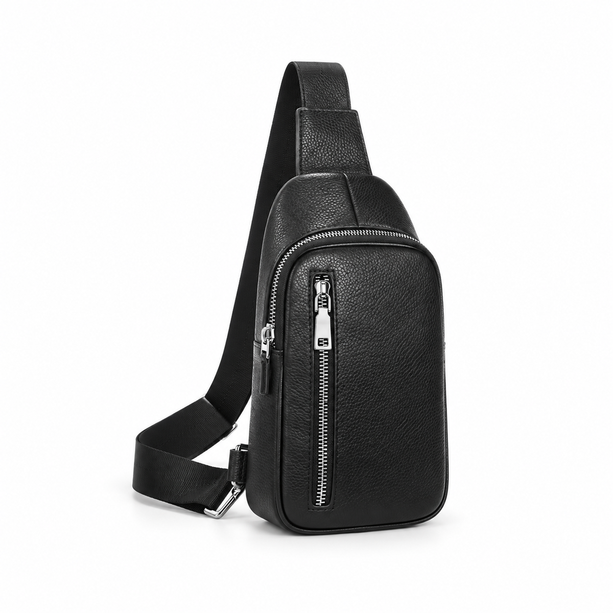 Classic Black Textured Crossbody Sling Bag-1
