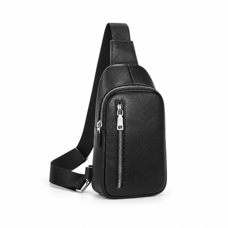 Classic Black Textured Crossbody Sling Bag-1