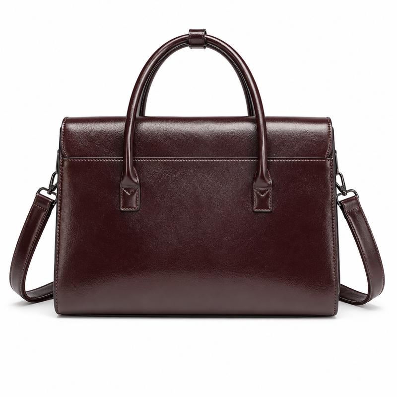 Classic Dark Brown Leather Business Briefcase-4