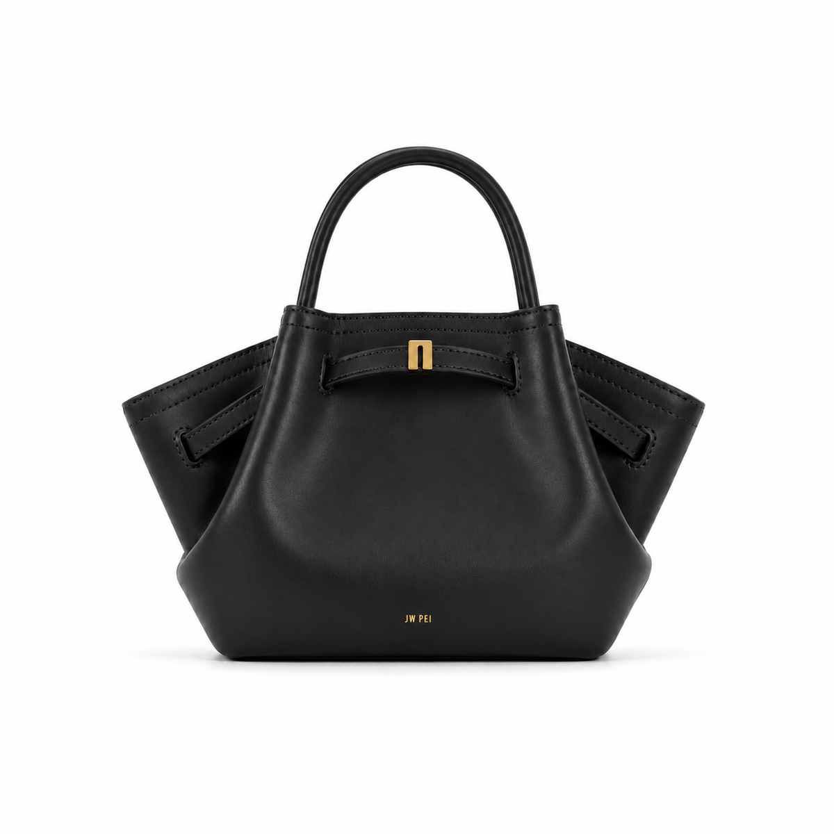 Matte Black Winged Top-Handle Handbag-2