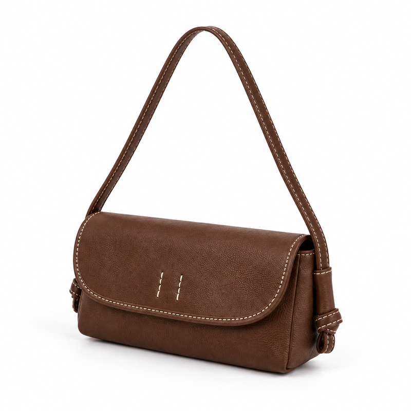 Brown Pebbled Leather Crossbody Shoulder Bag-3
