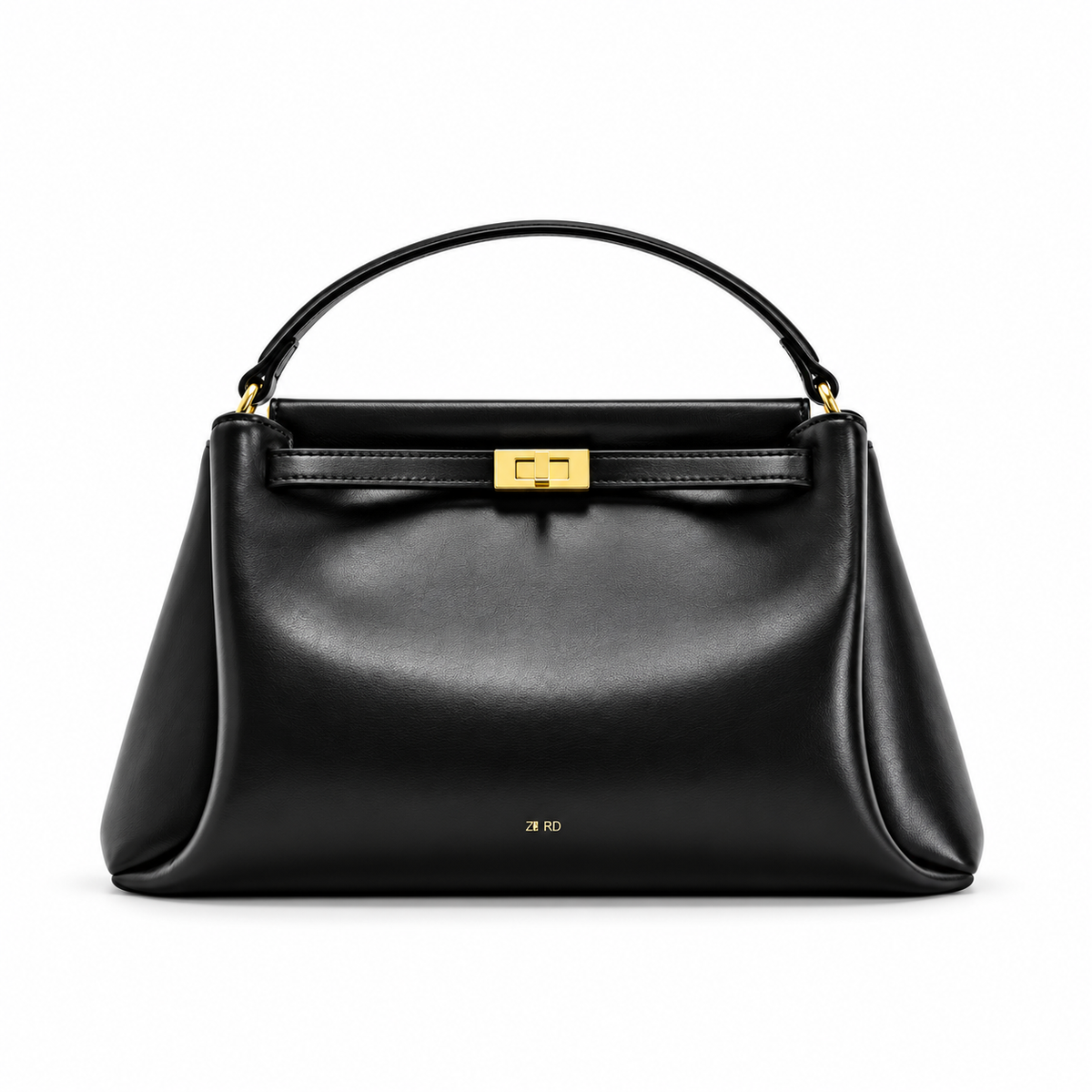 Elegant Black Satchel With Gold Clasp-4