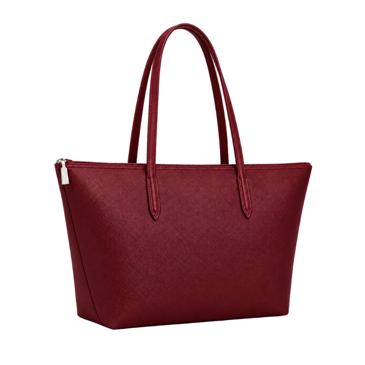 Wine Red Leather Canvas Tote Bag