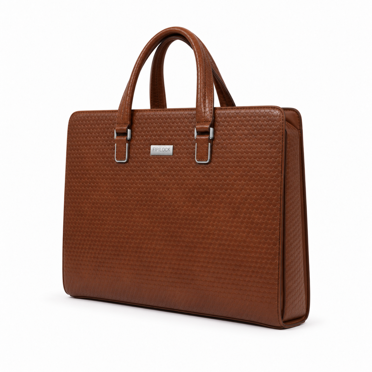 Brown Leather Laptop Bag With Fingerprint