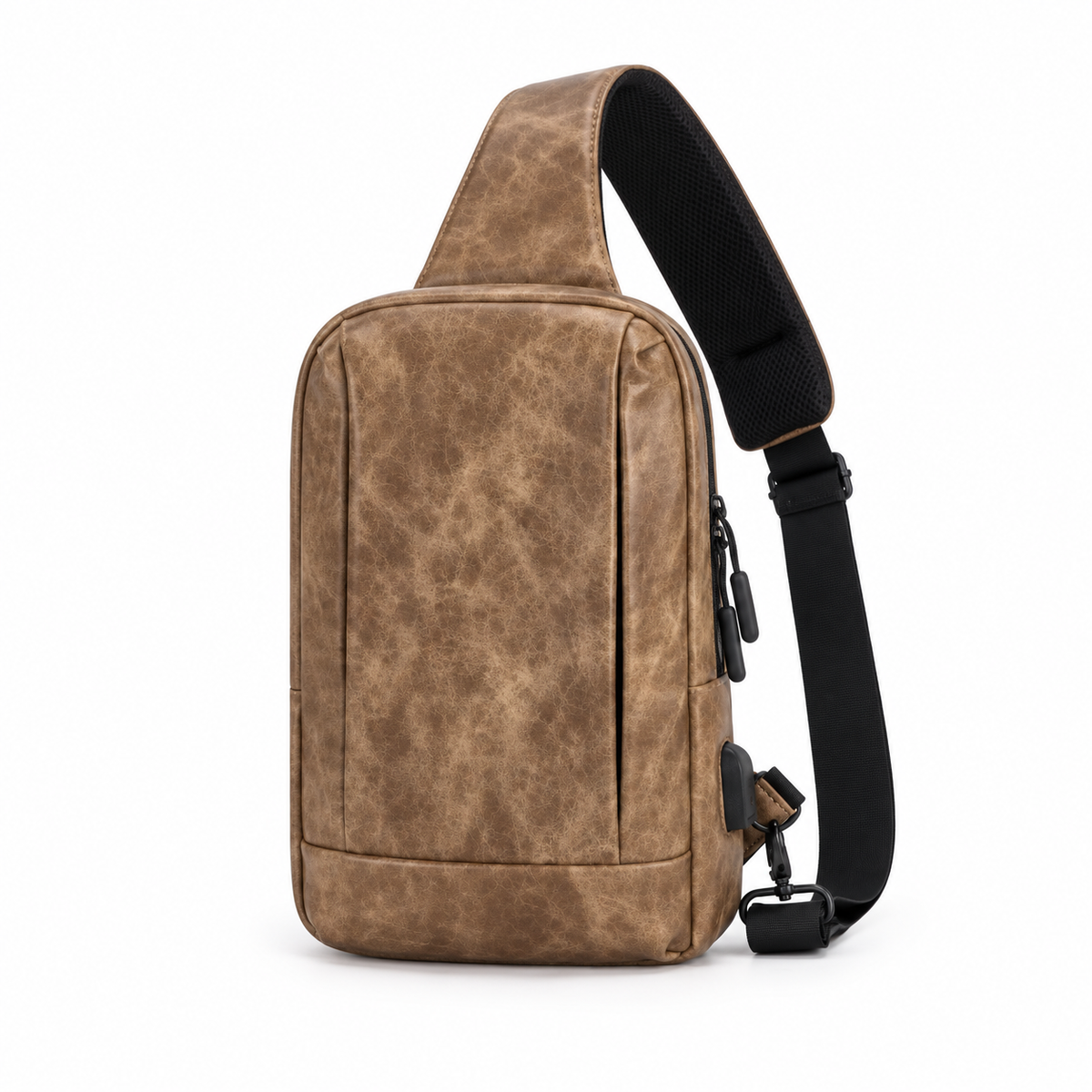 Khaki Vintage Style Crossbody Sling Bag-4