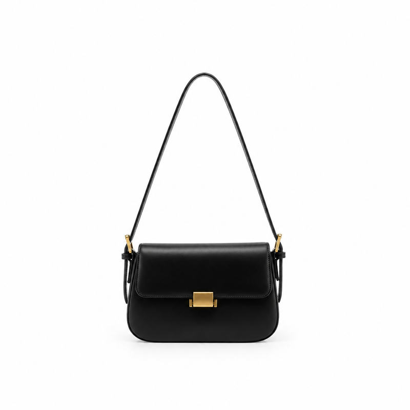 Elegant Black Structured Shoulder Bag-2