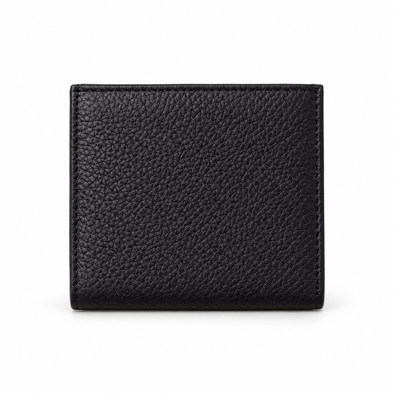 Black Pebbled Card Wallet With Snap-4