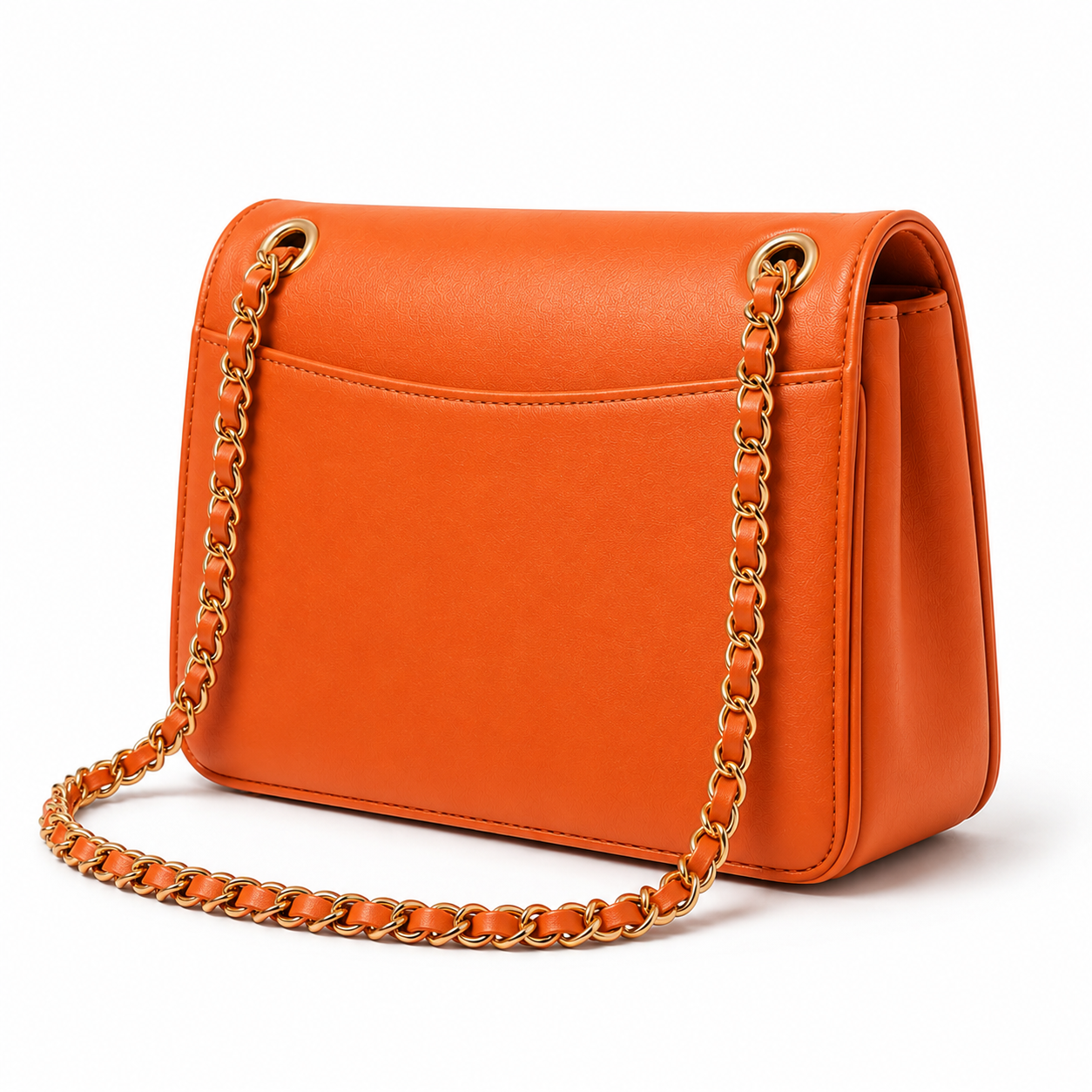 Orange Chain Strap Flap Shoulder Bag-2