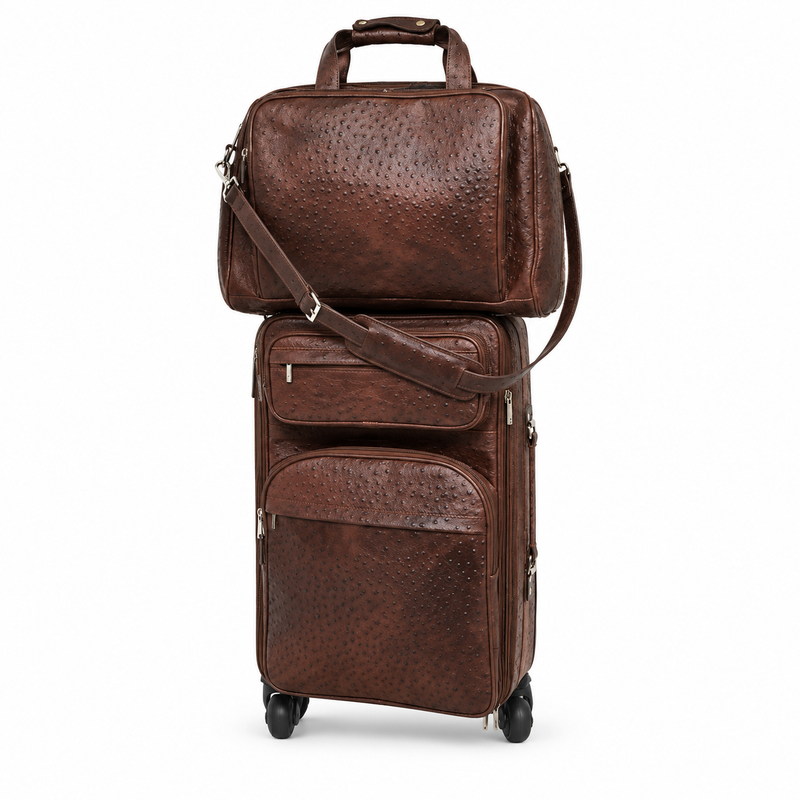 Coffee Brown Textured Rolling Luggage Set-4