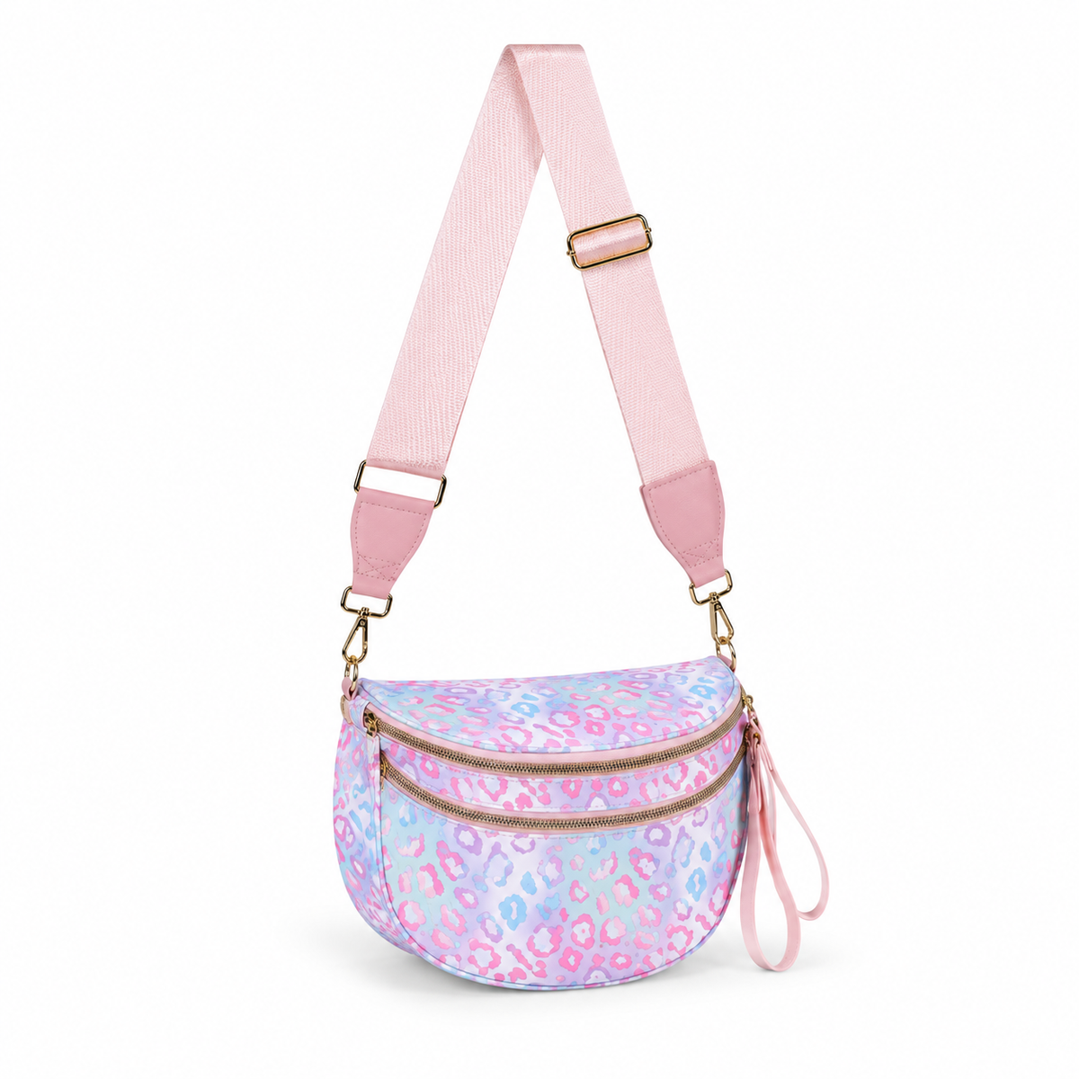 Pastel Leopard Print Sling Crossbody Bag