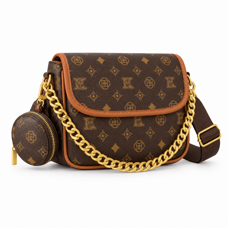 Brown Monogram Chain Crossbody Shoulder Bag-1