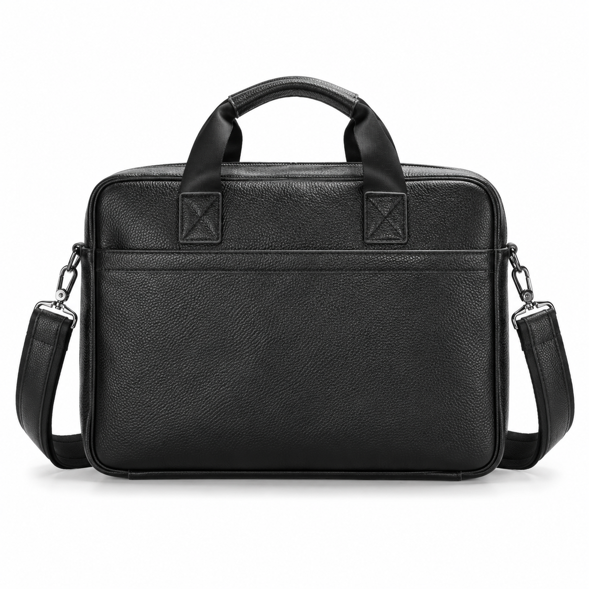 Classic Black Leather Briefcase Shoulder Bag