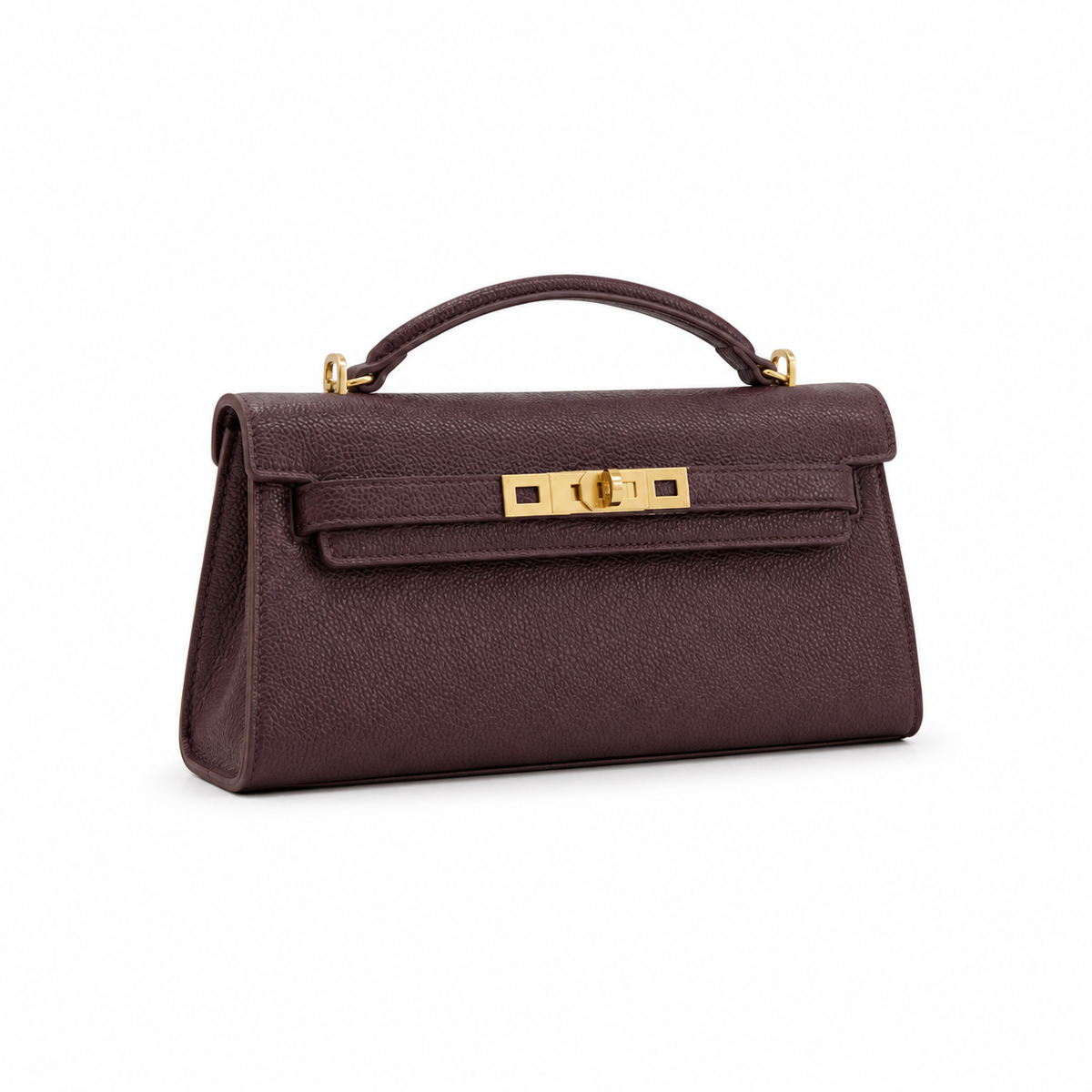 Luxe Burgundy Leather Top Handle Handbag-3