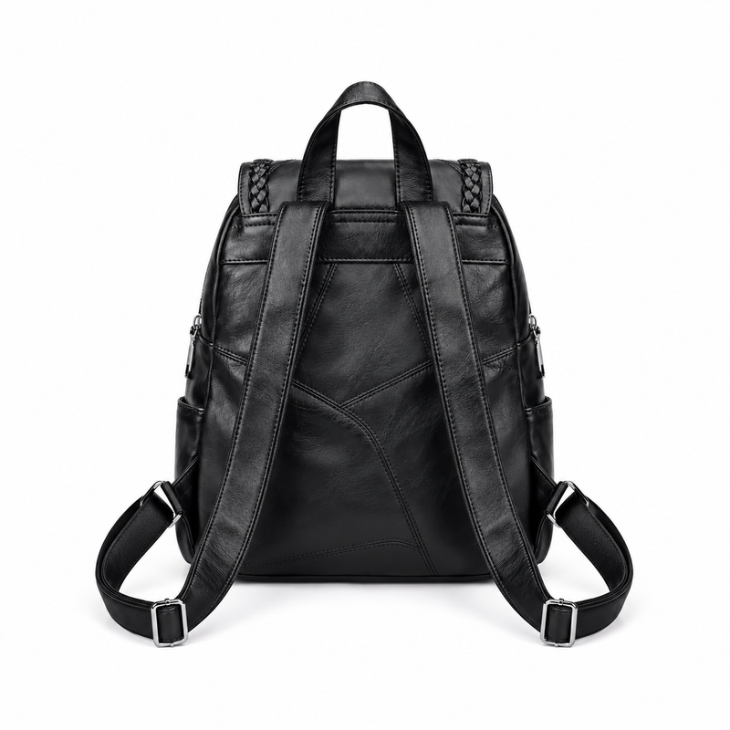 Black Braided Trim Tassel Fashion Backpack-2