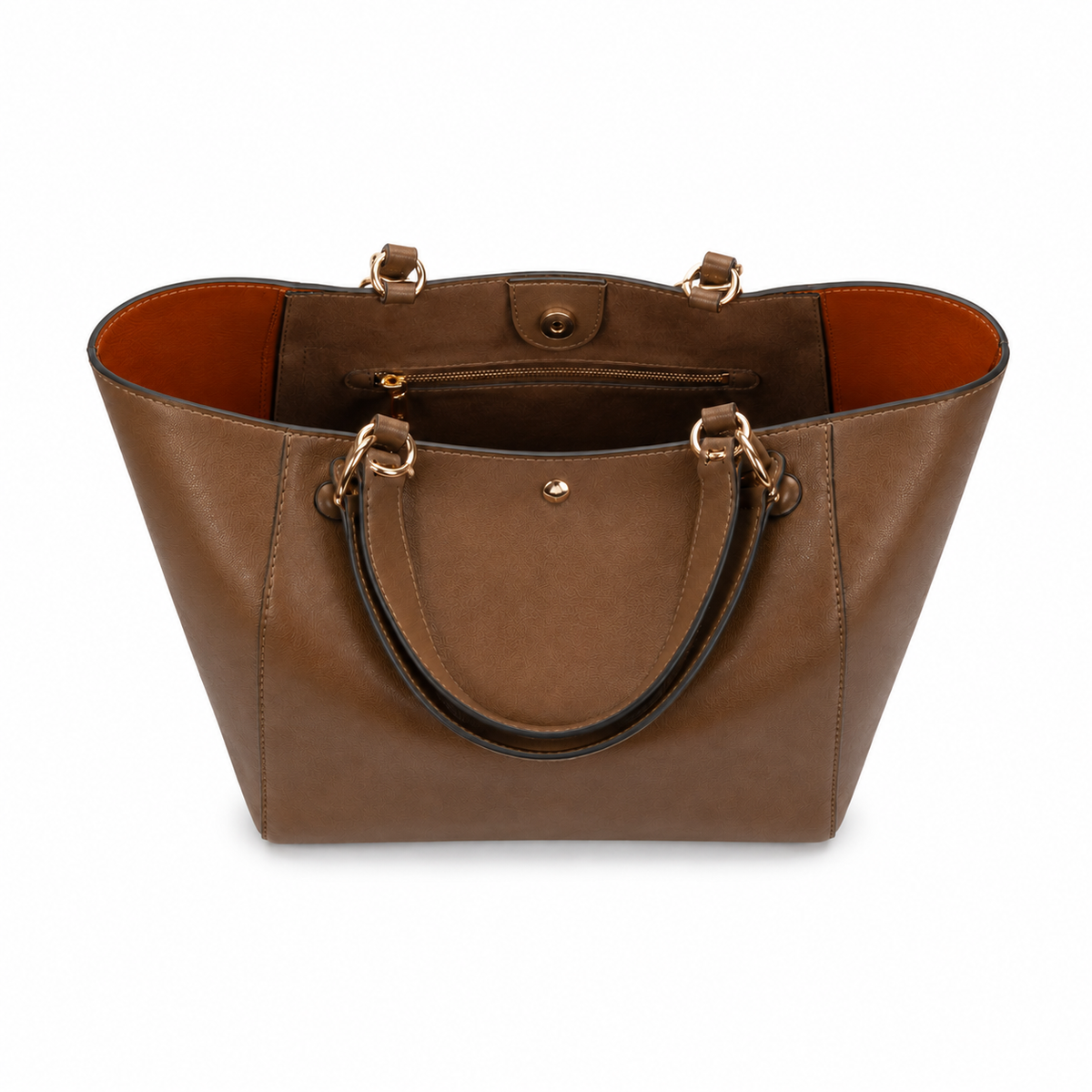 Elegant Brown Structured Tote Handbag-2