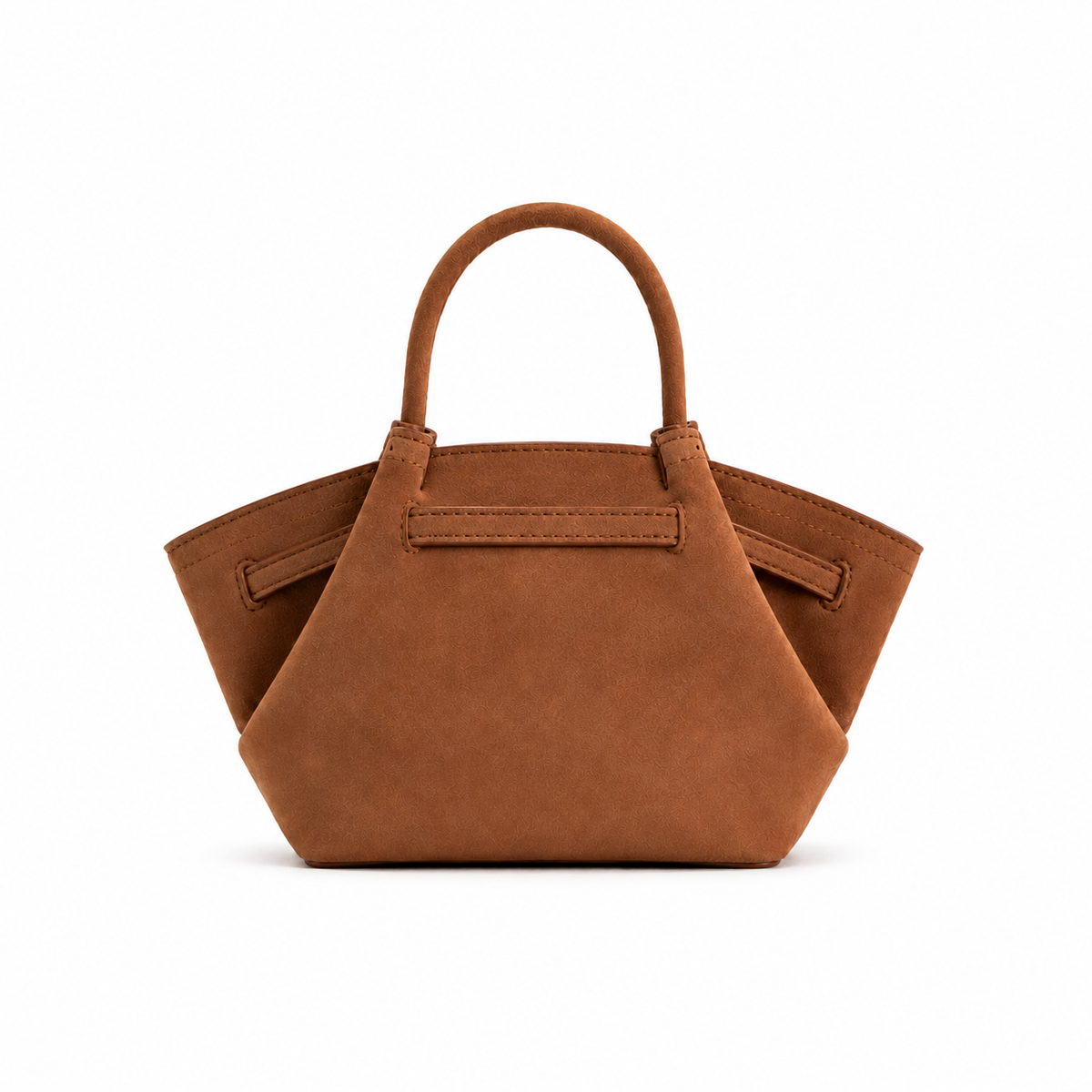 Elegant Brown Suede Winged Handle Handbag-3