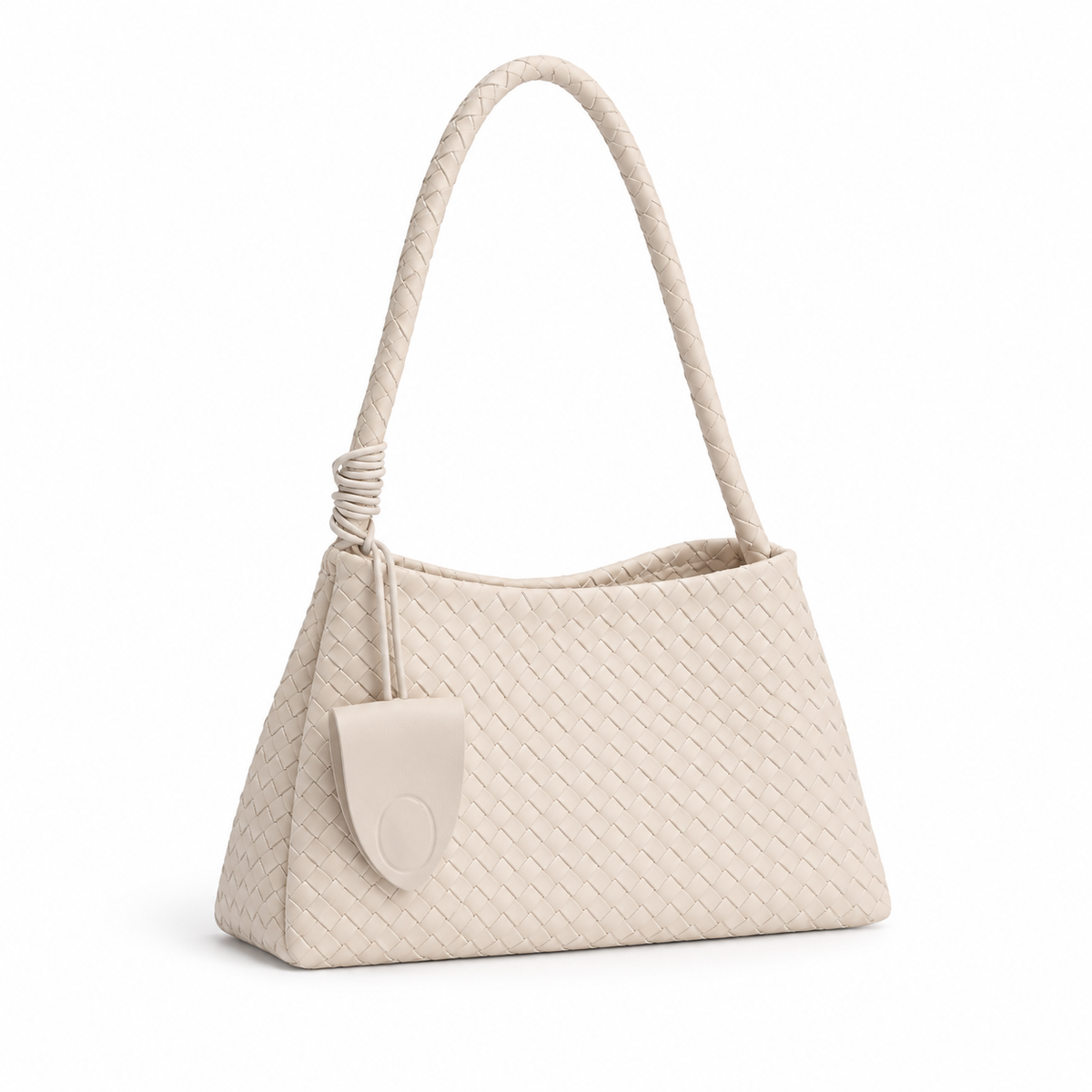 Elegant Ivory Woven Shoulder Charm Bag-1