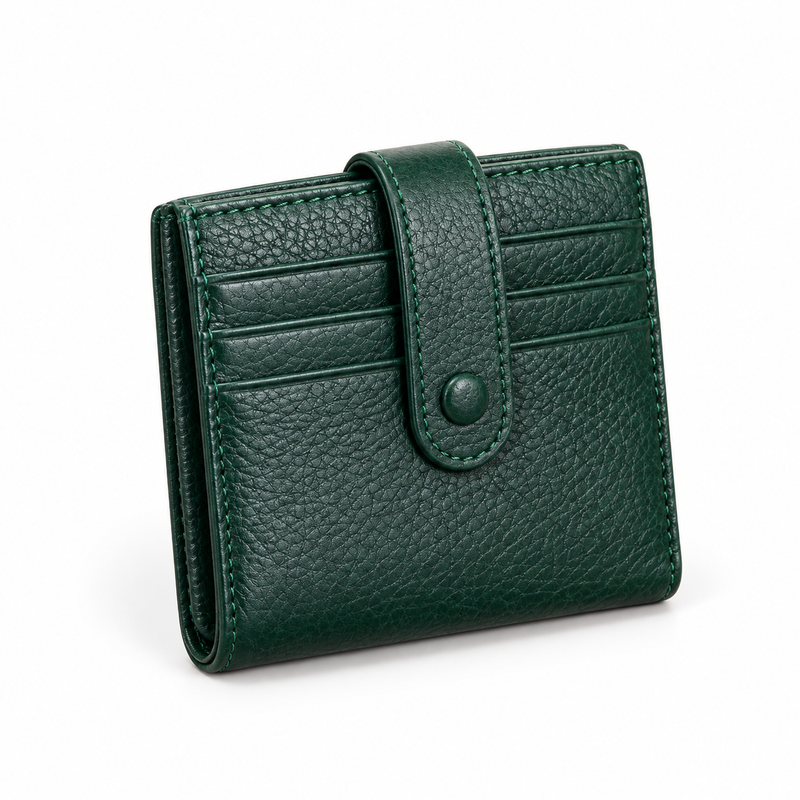 Forest Green Textured Snap Closure Wallet-1