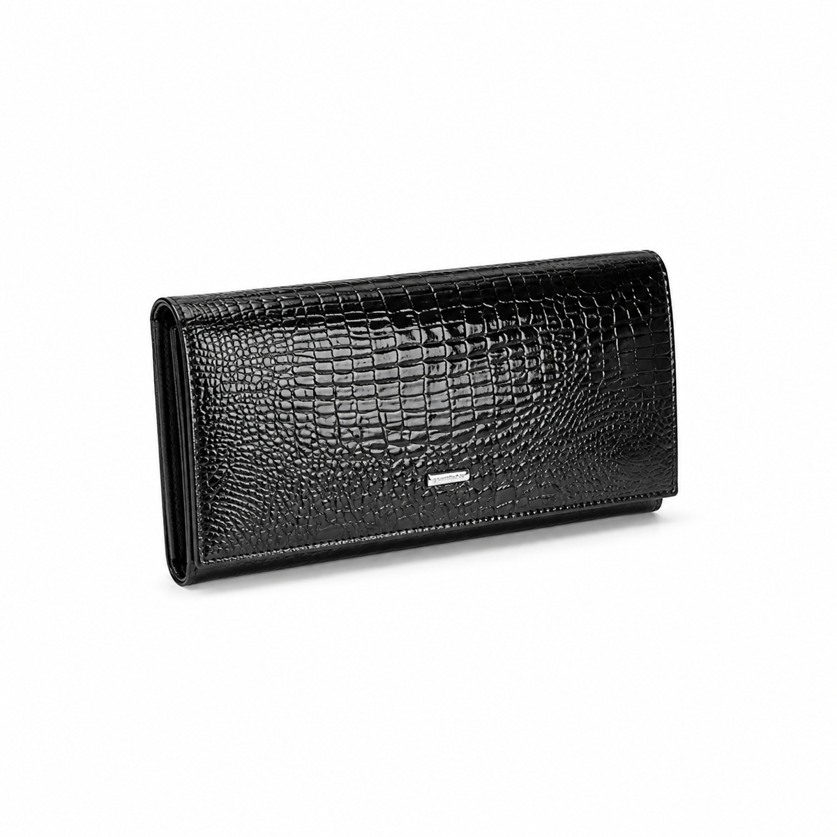 Luxury Black Crocodile Embossed Long Wallet-1