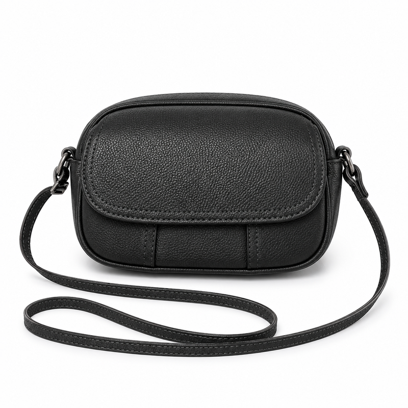 Classic Black Pebbled Flap Crossbody Bag-4